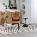 Pu Leather Accent Chair, Upholstered High Backrest Arm Chair With Solid Metal Legs, Tufted Button Design Reading Chair, Sofa Chair For Bedroom, Living Room, Office, Brown Brown Bedroom Casual Foam Pu Leather
