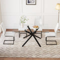 Table And Chair Set.Modern Rectangular Glass Dining Table With 0.39