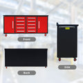 7Ft Storage Cabinets With Workbench 10 Drawers & 2 Cabinets Red Red Steel