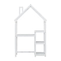 House Shaped Wooden Writing Desk,Kids Study Table,Bookshelf & Toy Storage,White Twin White American Design Pine