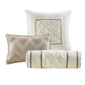 7 Piece Tufted Comforter Set Taupe Cal King California King Taupe Polyester