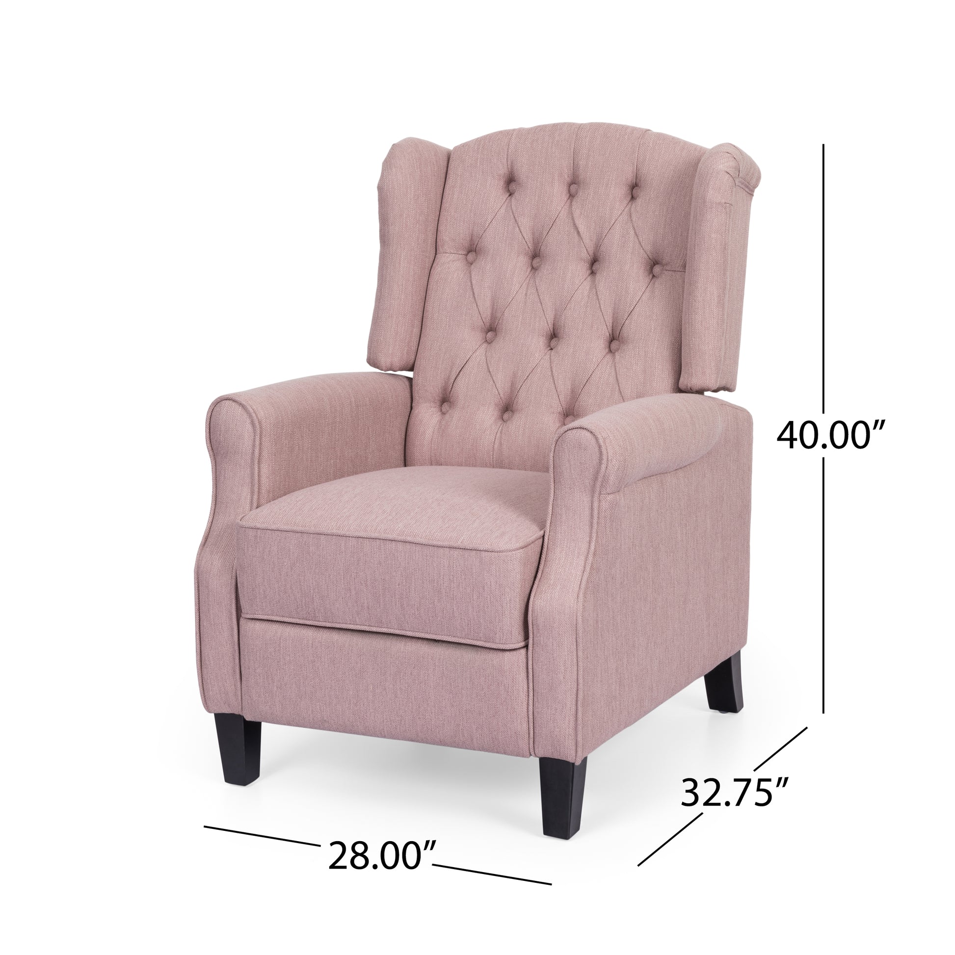 28" Wide Manual Wing Chair Recliner Light Pink Fabric
