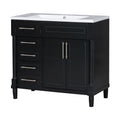 36'' Bathroom Vanity With Top Resin Sink, Freestanding Bathroom Storage Cabinet With 2 Drawers And A Tip Out Drawer, Solid Wood Frame Vanity Set, Height Adjustable Shelf 3 Black 2 2 Adjustable Shelves Bathroom Freestanding Solid Wood Mdf Resin Painted