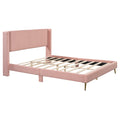 Queen Size Corduroy Platform Bed With Metal Legs, Pink Old Sku:Wf300238Aah Queen Pink Corduroy