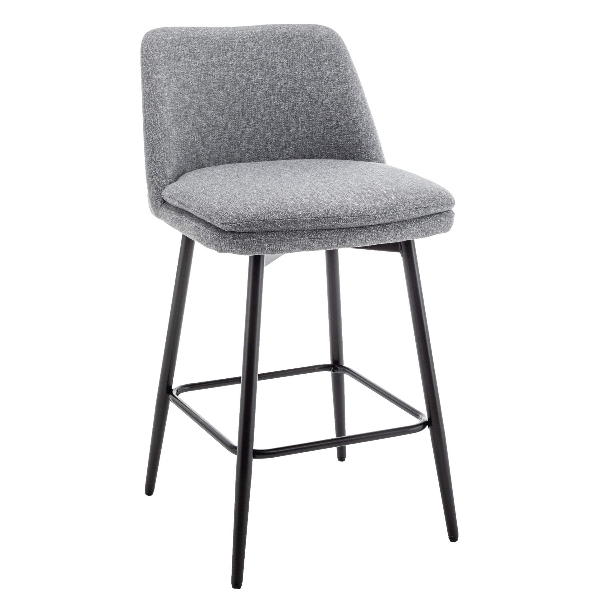 Counter Height Swivel Bar Stools Set Of 2, 360 Swivel Upholstered Barstools With Back And Metal Legs, 25.6" Seat Height,Counter Stools For Kitchen Island And Pub,Linen Cloth,Grey Light Grey Set Of 2 Linen