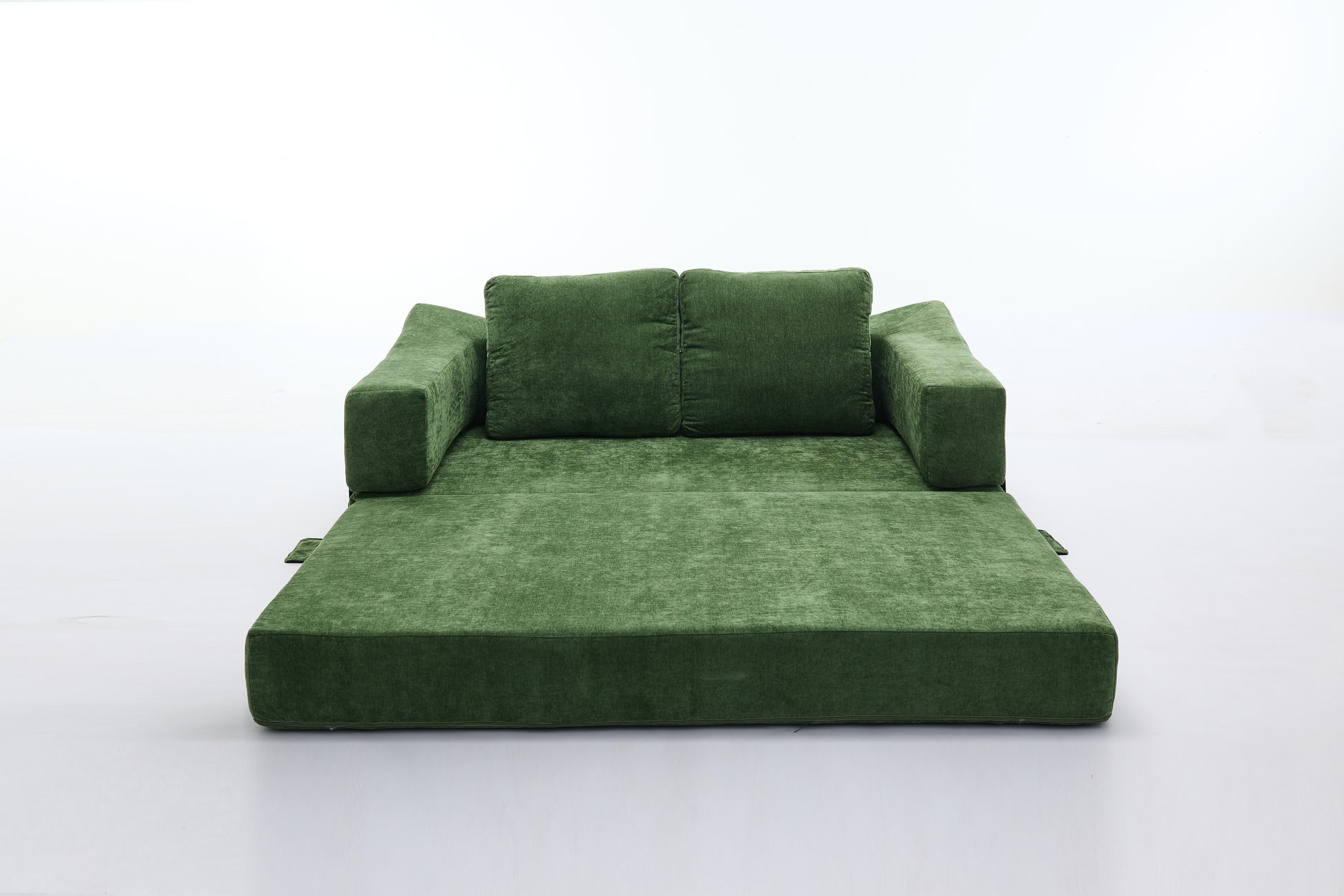 Modern Minimalist Sofa, Fold Out Sofa Bed, Convertible Chair Floor Couch & Sleeping Mattress For Living Room, Bedroom, Apartment, Removable Backrest, Green Green Chenille Soft Vintage Chenille 2 Seat
