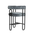 Coolmore Bar Stools Set Of 2, Modern Bar Stool With Back, Black Metal Frames, Upholstered Bar Stools For Kitchen Island, Pub, Club Gray Chenille Gray Dining Room Foam Chenille