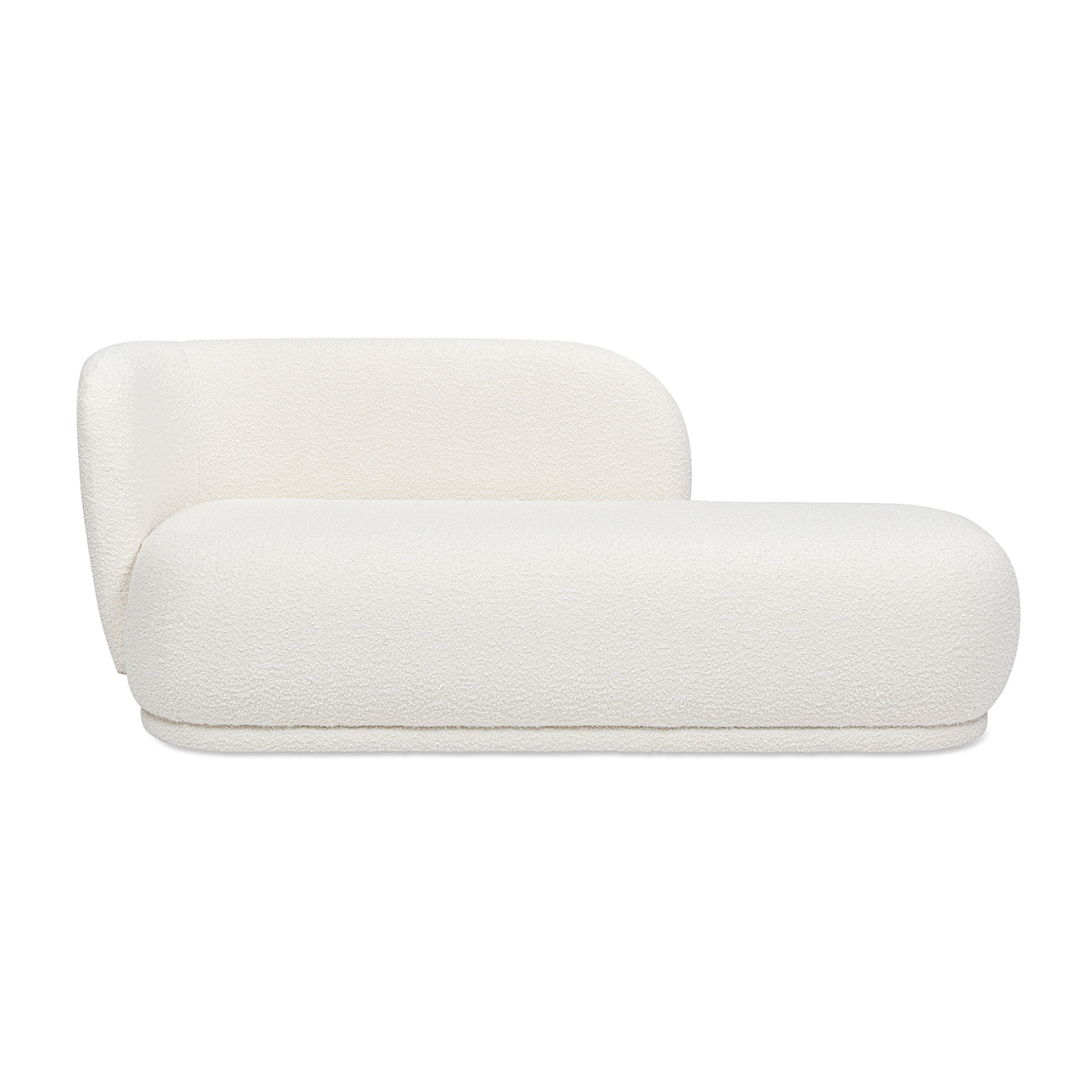 Aire 75" Raf Modern Rounded Chaise Lounge, Ivory White Boucle White Foam Boucle