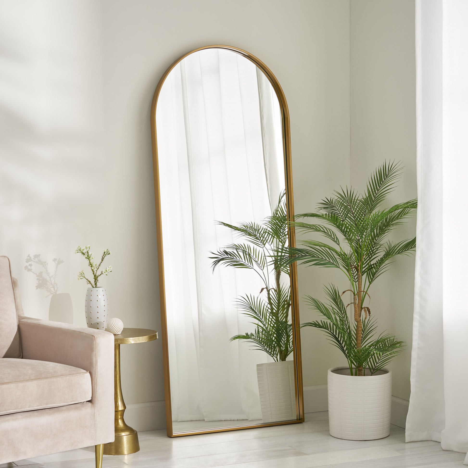 Length Mirror Antique Brass Mdf