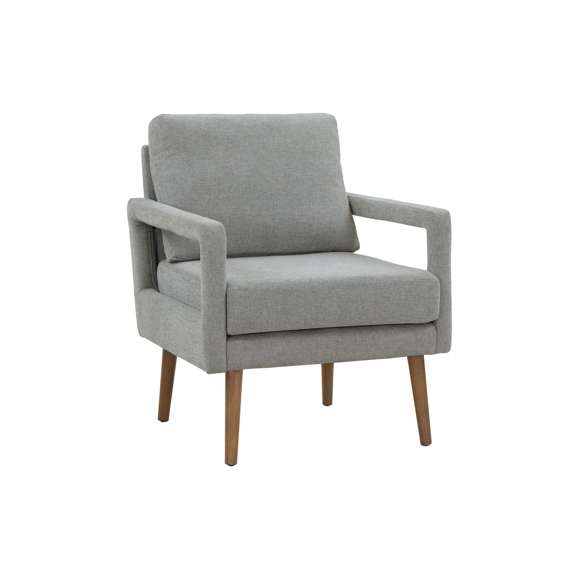 Mid Century Armchair2Pcs, Accent Chair With Wood Legs & Soft Cushion For Living Room, Bedroom, Home Office, Study, Grey Gray Foam Wood Fabric