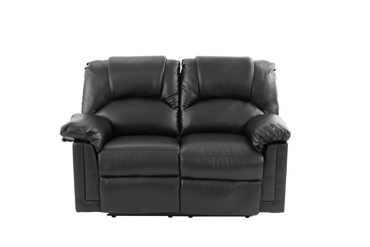 Motion Loveseat 1Pc Couch Living Room Furniture Black Bonded Leather Black Faux Leather Metal Primary Living Space Contemporary Pillow Top Arms Bonded Leather 2 Seat