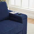 86.5 Inch Sofa Couch Deep Seat Sofa With Two Storage Spaces, T Pyce Charging Portsusb Charging Ports & 2 Cup ,Corduroy 3 Seater Couch, Modern Sofas For Living Room Blue Foam Corduroy 3 Seat