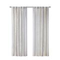 2Pk Poly Printed Curtain Panel With Tufted Stripe White Taupe 2 Pk 50X95