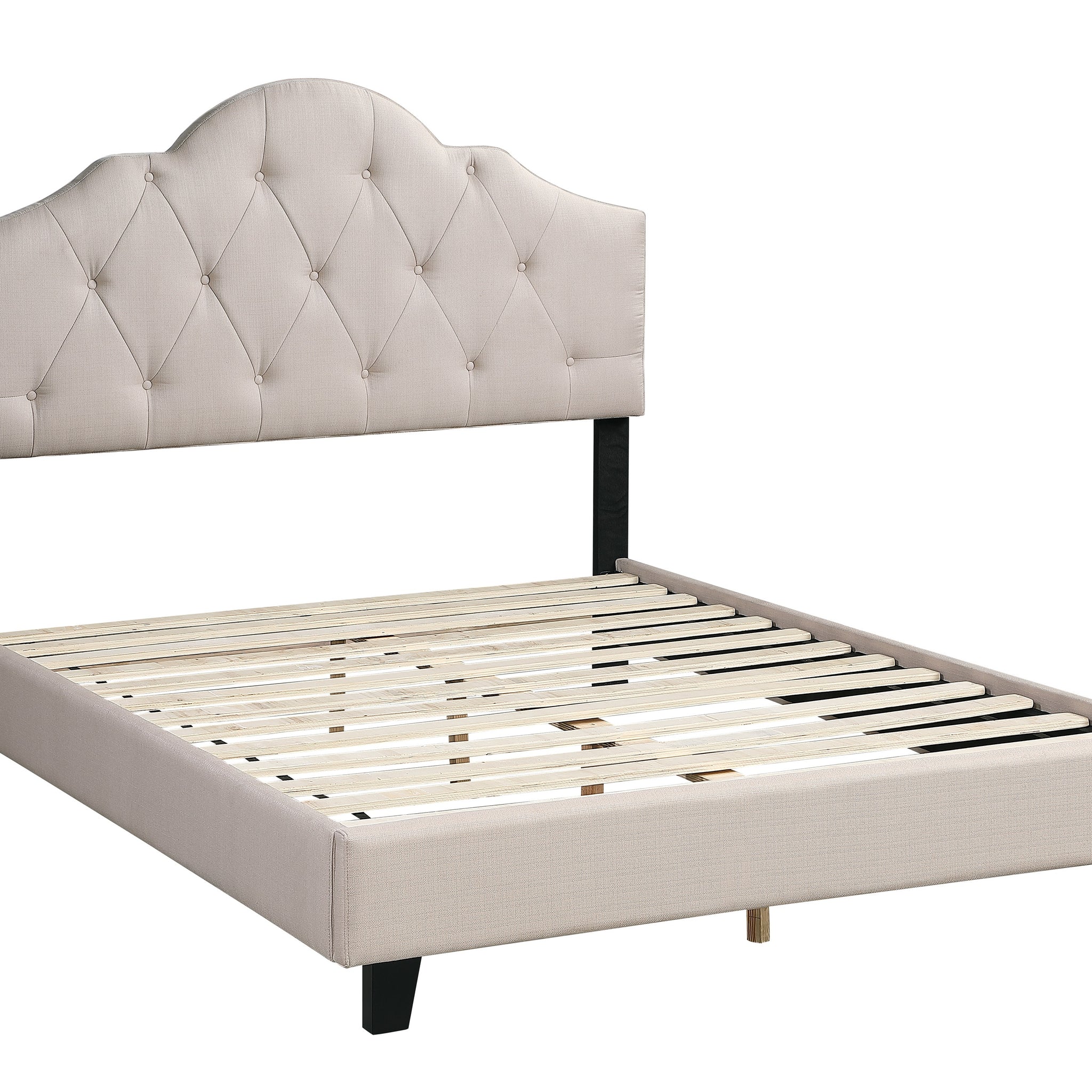 Contemporary 1Pc Full Size Bed Adjustable Hb Light Brown Polyfiber Tufted Upholstered Wooden Bedframe Bedroom Furniture Box Spring Not Required Full Light Brown Espresso Wood Bedroom