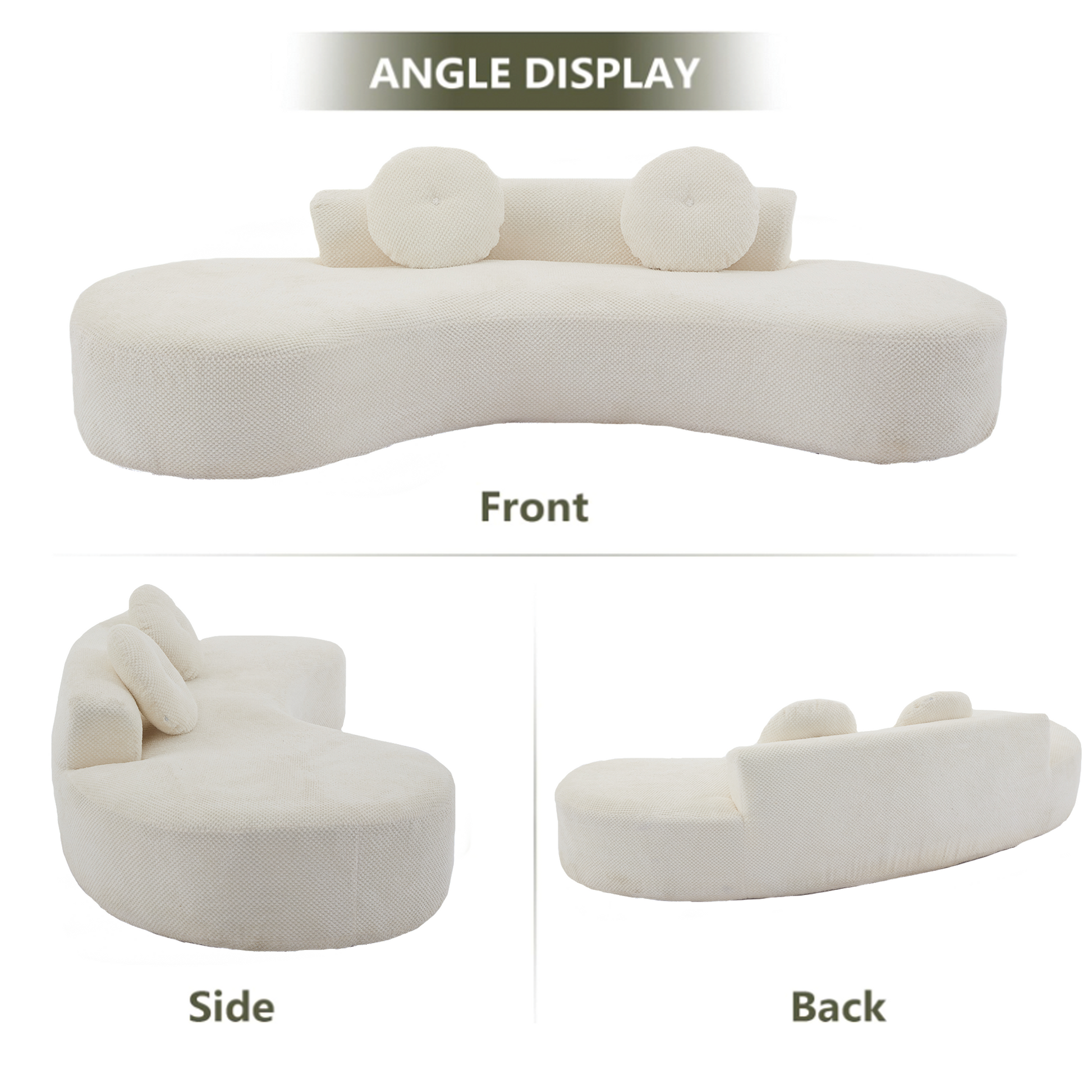 Arrived 105.5''Curved Sofa, Modern Minimalist Sofa, Cloud Couch Sofa 3 4 Seater Couch With 2 Pillows,Bedroom, No Assembly Required, Point Shaped Corduroy, Anti Wrinkle Beige Beige Polyester Primary Living Space Tight Back Soft Modern Foam Upholstered 3