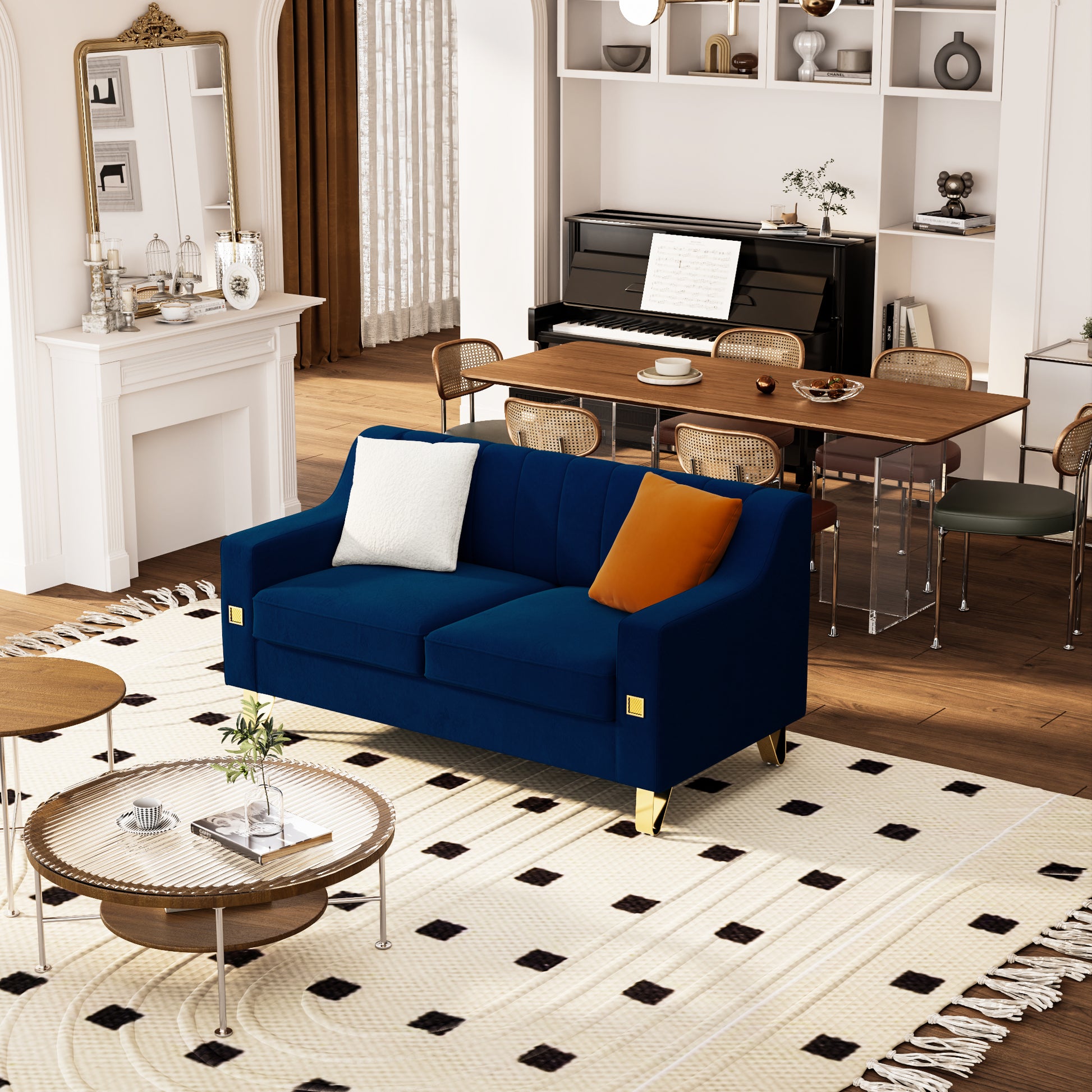 Fx P85 2S Bu 2 Seats Sofa Blue Velvet 2 Seat