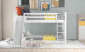 Twin Over Twin Bunk Bed With Convertible Slide And Ladder, White Old Sku: Sm000213 Box Spring Not Required Twin White Wood Bedroom Bunk Pine