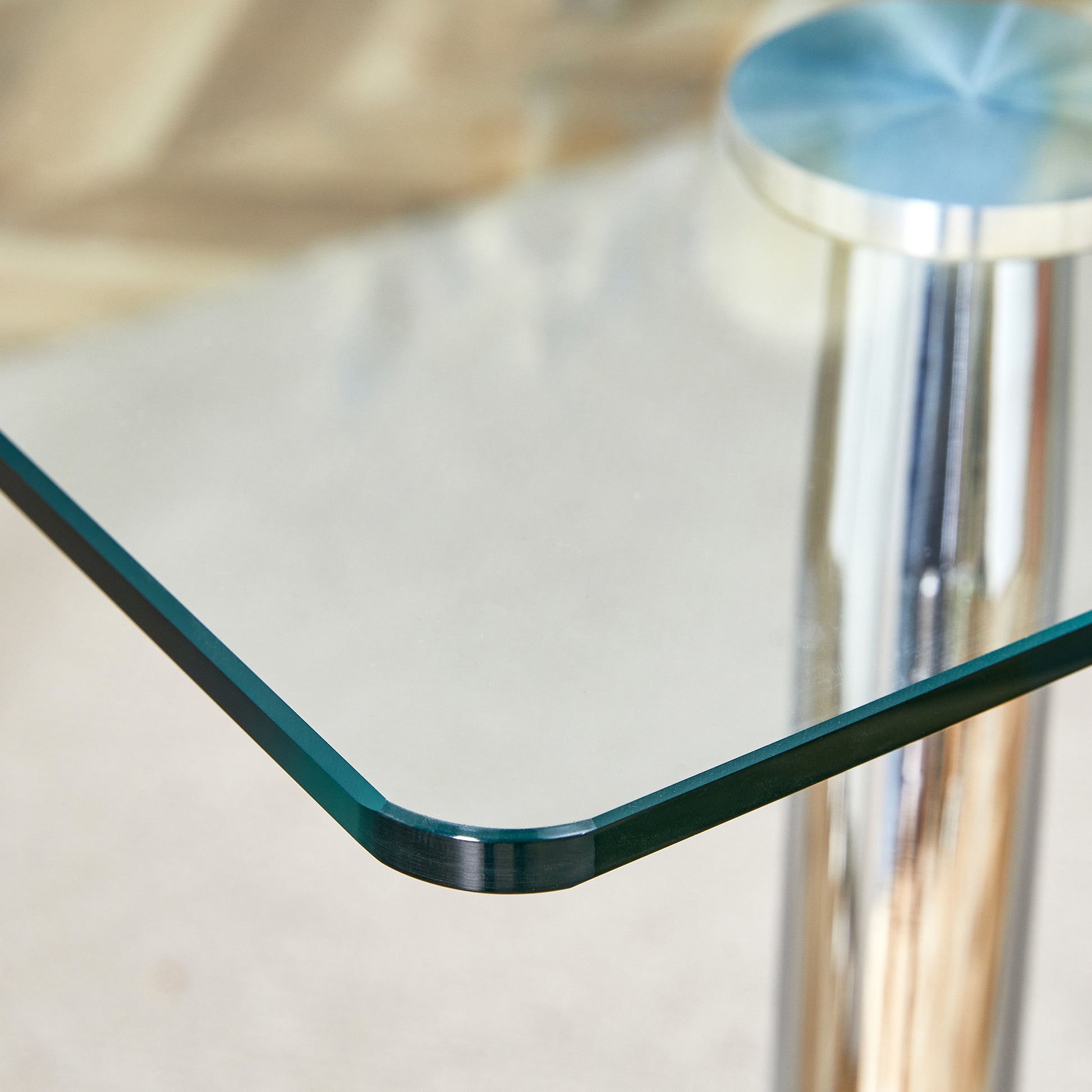 Table And Chair Set.Modern Rectangular Glass Dining Table With A Tempered Glass Tabletop And Silver Metal Legs, Paired With Multiple Chairs Designed With Pu Cushions And Silver Metal Legs. Silver White Seats 8 Tempered Glass