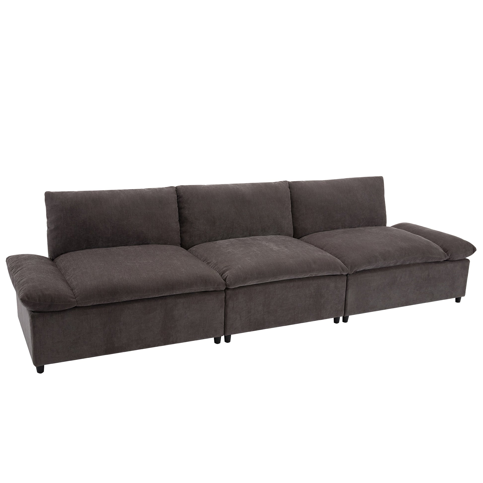 119.5'' 3 Seater Sofa With 2 Storage Unitsfor Living Room, Office, Apartment Gray Polyester 3 Seat