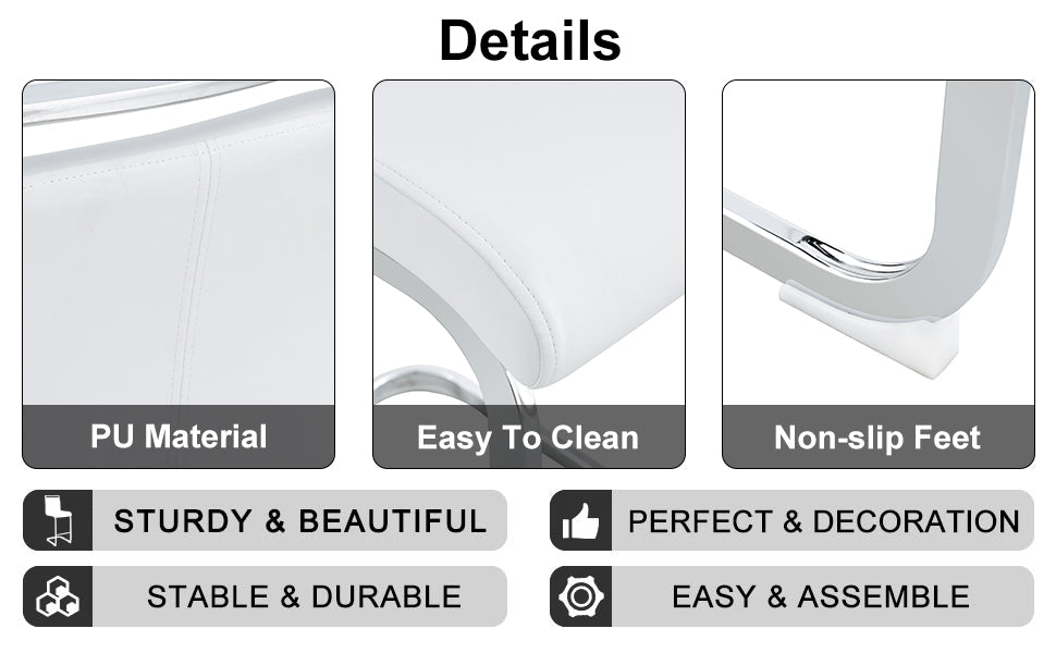 Table And Chair Set. A Rectangular Glass Dining Table With A 0.4 Inch Tempered Glass Tabletop And Mdf Board V Shaped Bracket, Paired With Chairs Consisting Of Pu Seat Cushions And Silver Metal Legs. White Black Seats 4 Tempered Glass