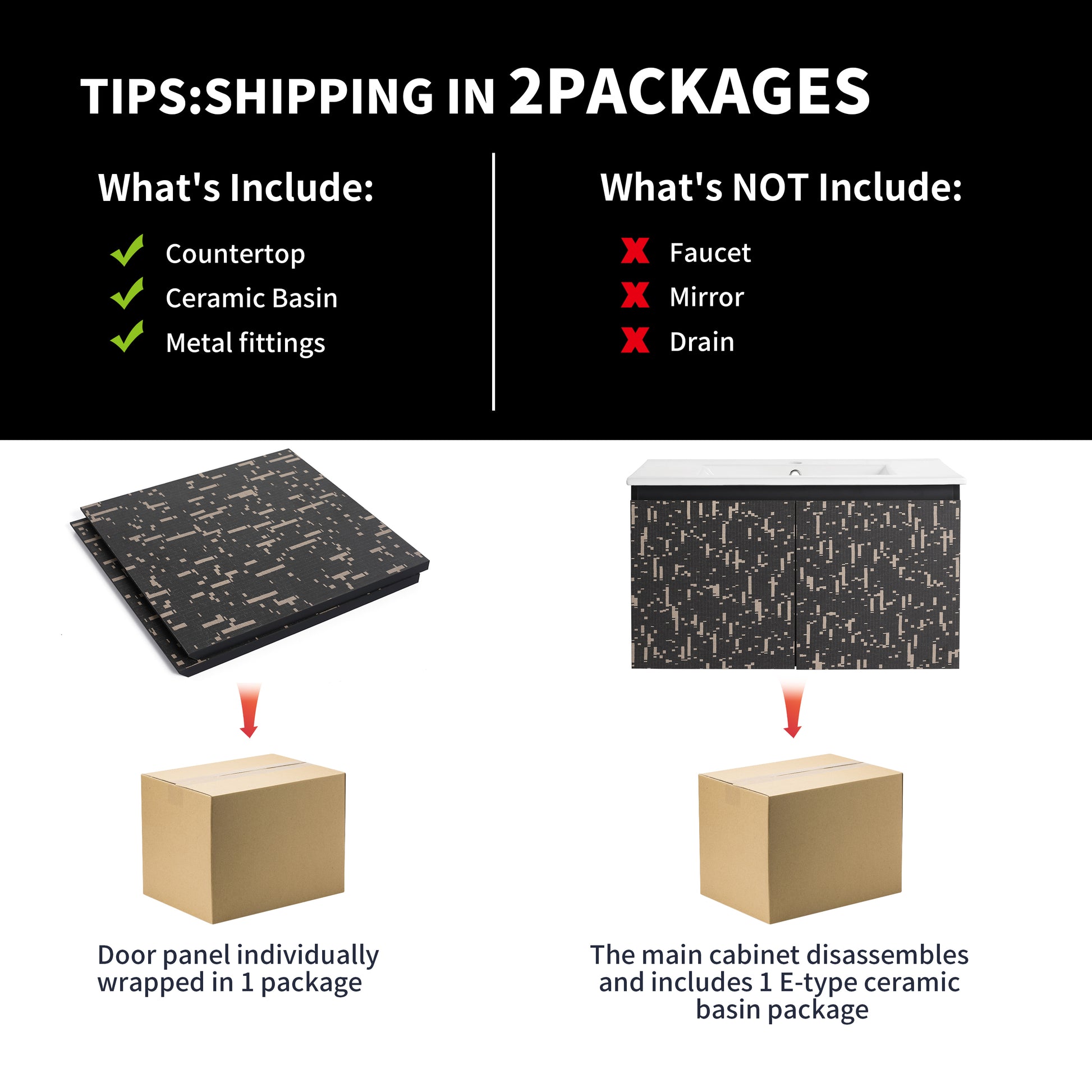 30'' Floating Wall Mounted Bathroom Vanity With Ceramics Sink & Soft Close Cabinet Door, Kd Package Black Bathroom Modern Plywood