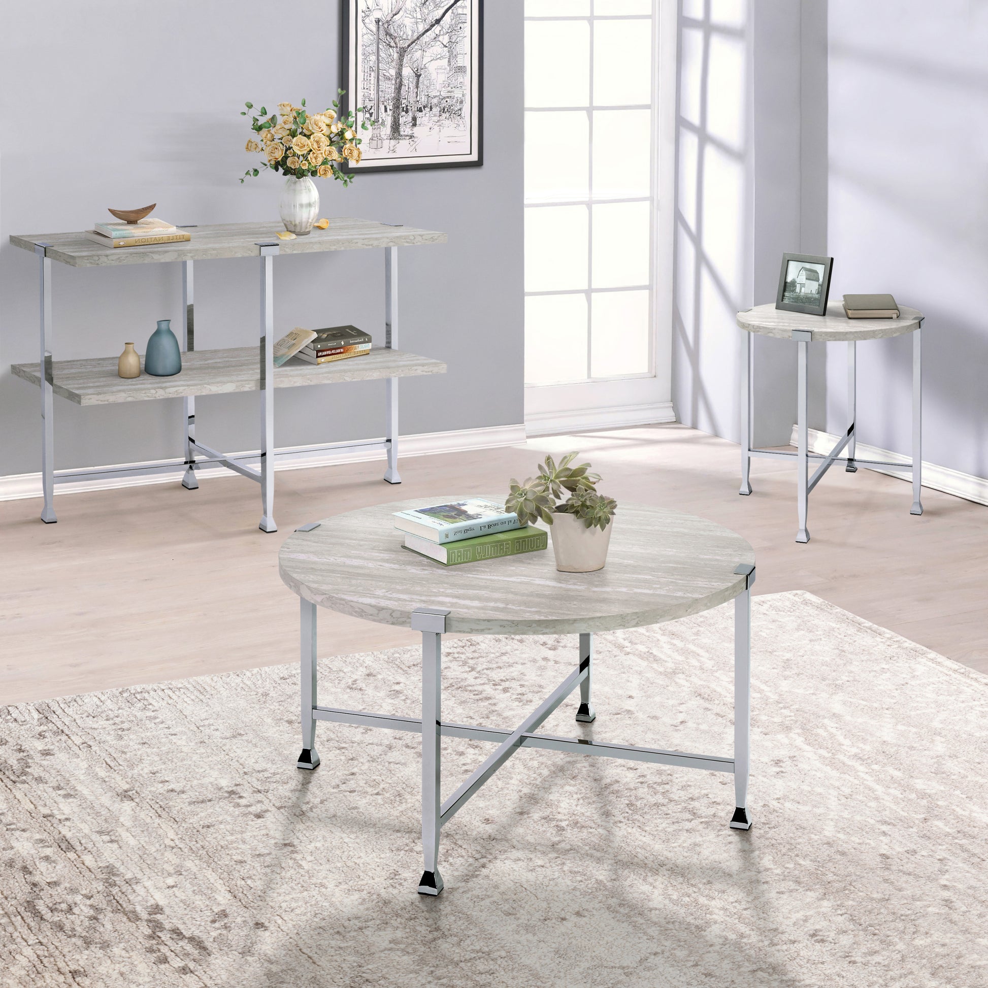 White Oak And Chrome Sofa Table With 1 Shelf Oak Modern Shelves Rectangular Wood Metal