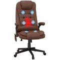 Homcom High Back Vibration Massage Office Chair With 6 Vibration Points, Heated Reclining Pu Leather Computer Chair With Armrest And Remote, Brown Brown Pu