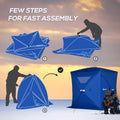 Outsunny 2 4 People Ice Fishing Shelter, Pop Up Portable Ice Fishing Tent With Carry Bag, Two Doors, Windows And Vents, Ice Shanty For Winter Fishing, Blue Blue Fabric