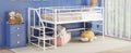 Mid Loft Bed With Storage Stairs, Twin, White Twin White Mdf Metal