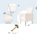 Velvet Accent Chair With Table, Wingback Arm Chair With Gold Legs, Upholstered Single Sofa For Living Room Bedroom, White White Velvet 1 Seat