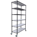 6 Tier 6000Lbs Capacity Nsf Metal Shelf Wire Shelving Unit, Heavy Duty Adjustable Storage Rack With Wheels & Shelf Liners For Commercial Grade Utility Steel Storage Rack, Black 82