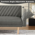 78'' Fabric Futon Sofa Bed, Convertible Sleeper Bed With Adjustable Armrests And Backrest, Loveseat Sleeper Couch Bed With 2 Pillows, Modern Futon Couches For Living Room, Dark Gray Brown Wood Bedroom Heavy Duty Oak 2 Seat Light Gray Velvet Soft Cushion