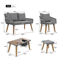K&K 6 Piece Rope Patio Furniture Set, Outdoor Furniture With Acacia Wood Cool Bar Table With Ice Bucketdeep Seat Patio Conversation Set With Two Stools For Backyard Porch Balcony Grey Yes Complete Patio Set Grey Weather Resistant Frame Fade Resistant