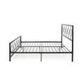 King Size Classical Metal Bed Frame With Circular Design Headboard And Footboard, Under Bed Space, Black King Black Iron