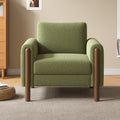 Oversized Accent Chair, Upholstered Living Room Chairs Single Sofa Chair With Walnut Legs, Curved Handrail, Green Green Teddy