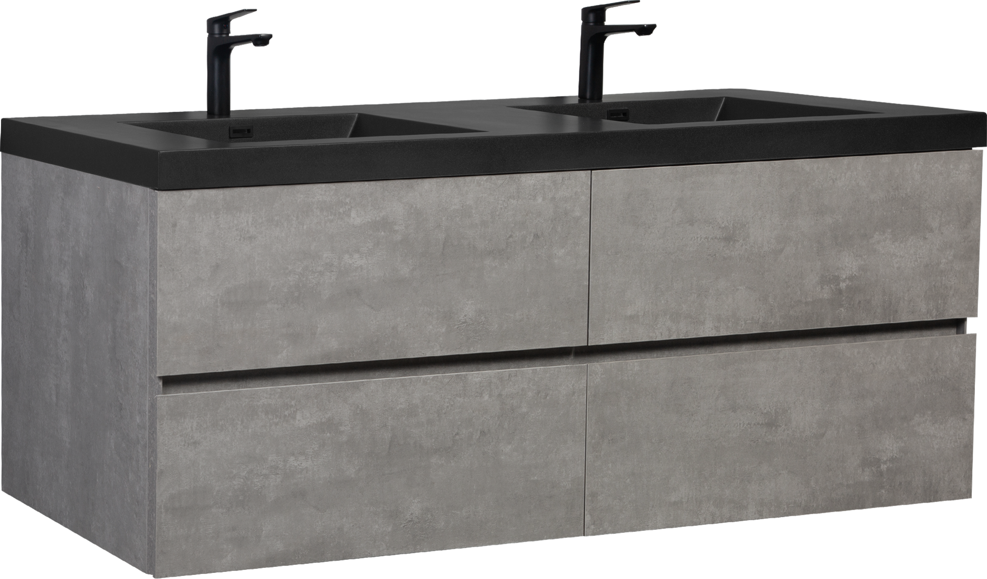 72" Floating Bathroom Vanity With Sink, Modern Wall Mounted Bathroom Storage Vanity Cabinet With Two Black Quartz Sand Top Basins And Four Soft Close Drawers, 24V12 72Gr Grey Grey Plywood