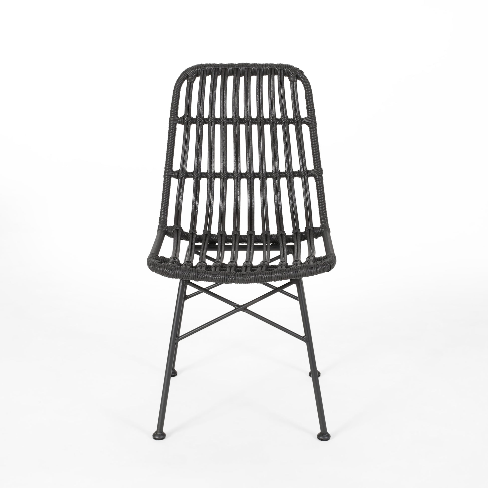 Sawtelle Chair Grey Rattan Metal