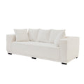 88.97'' Mid Century Modern Upholstered Sofa With 5 Matching Toss Pillows, Including Bottom Frame,Comfy Couches For Living Room, Bedroom, Apartment And Office.White White Corduroy 3 Seat