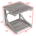 Unique Coffee Table, Solid Wood 23.8 Inch Modern Coffee Table Modern Center Table With Storage, Solid Wood Special Shape Coffee Table, Living Room, Kitchen, Apartment Dining Table Gray Solid Wood Mdf