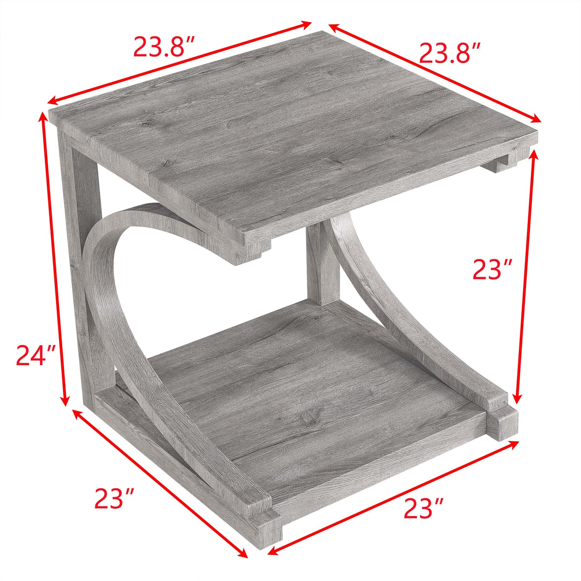 Unique Coffee Table, Solid Wood 23.8 Inch Modern Coffee Table Modern Center Table With Storage, Solid Wood Special Shape Coffee Table, Living Room, Kitchen, Apartment Dining Table Gray Solid Wood Mdf