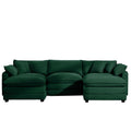 Oversized Modular Cushion Sofa, Portable Ottoman, L Shaped Corner Low Back Deep Seating Spacious Sofa Set And Sofa Bed For Home Apartment Living Room Set, Green Corduroy Green Corduroy 3 Seat
