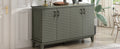 Sideboard With 4 Door Large Storage Buffet With Adjustable Shelves And Metal Handles For Kitchen, Living Room, Dining Room Antique Gray Antique Gray Solid Wood Mdf