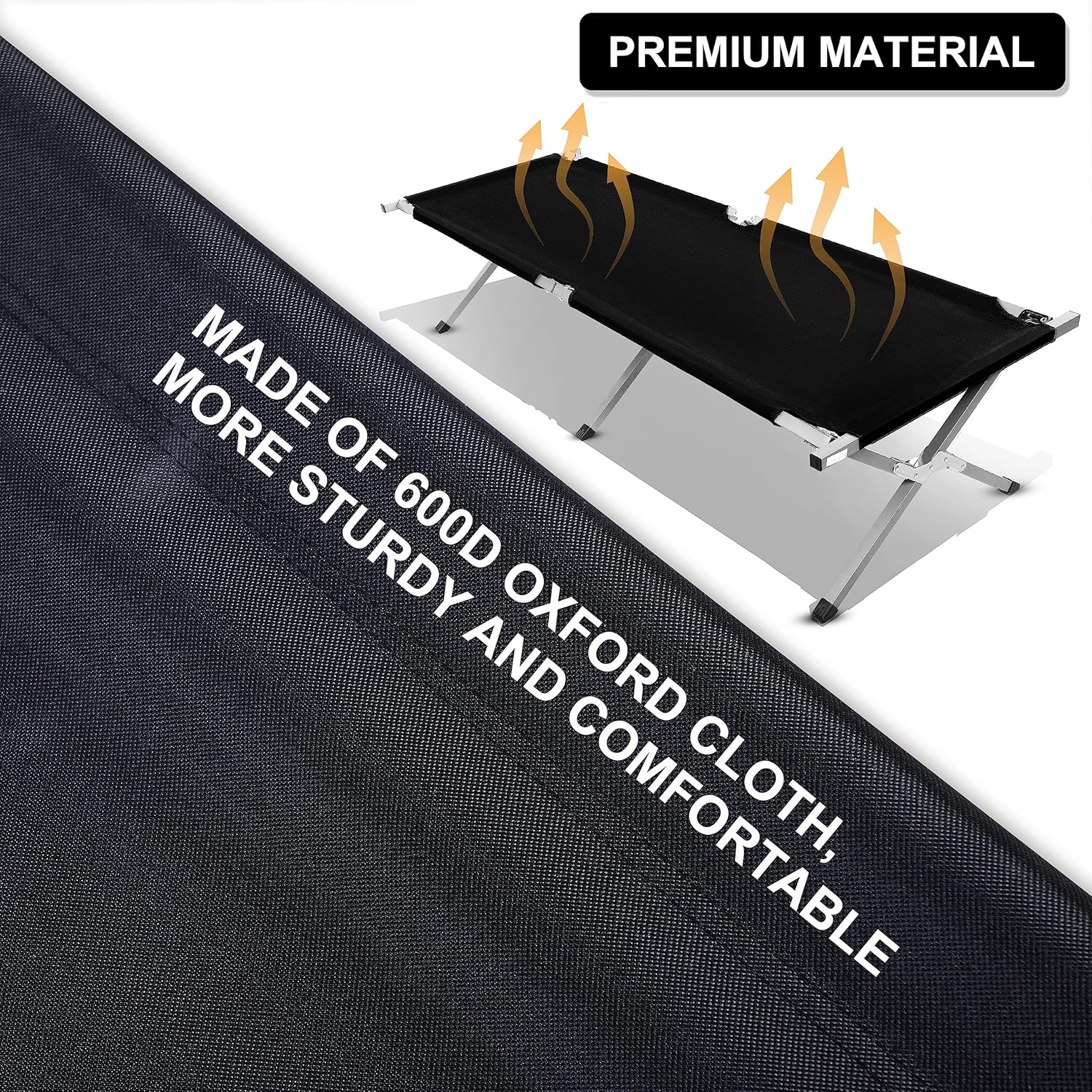 Camping Cot, Sleeping Cots For Adults With Storage Bag, Portable And Lightweight Cot Bed For Outdoor Traveling, Hiking, Office Nap, Easy To Set Up, 1 Pack Black Oxford Fabric
