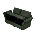 Contemporary Modern Chic Upholstered Fabric Sofa With Storage Seats And Storage Ottomans, 2 Seater Sofa Fabric Couch With Adjustable Arms And Backs For Living Room Green Green Polyester 2 Seat