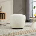 Upholstered Swivel Barrel Armchair With Storage Modern Living Room Side Chair For Bedroom Office Reading Spaces Pu Light Beige Light Beige Foam Upholstered