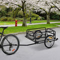 Aosom Bike Cargo Trailer For Hefty Loads, Foldable Compact Storage, Universal Hitch, Bike Wagon Bike Trailer Bicycle Cargo Trailer Bike Attachment With 16