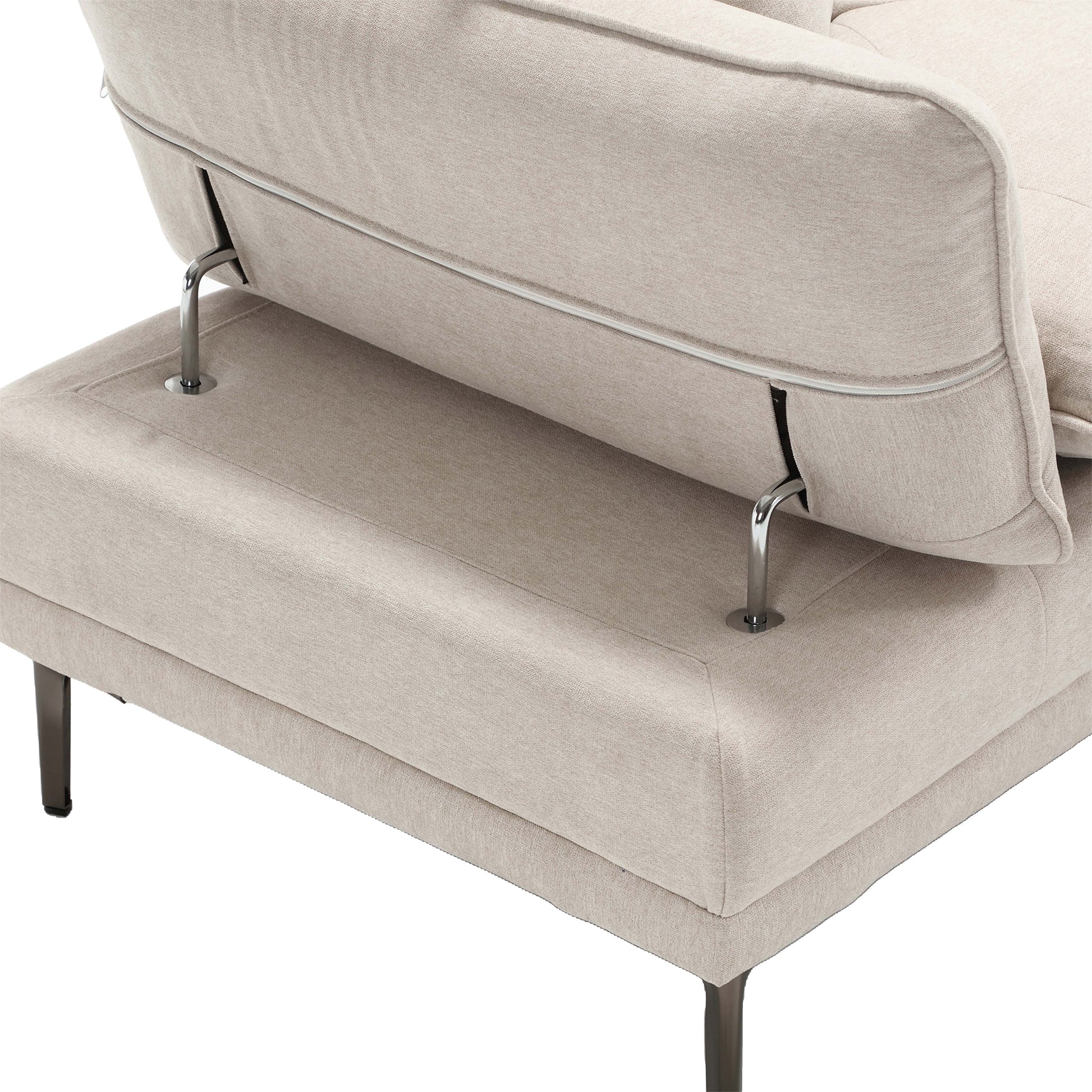 United Linen Sofaaccent Sofa Seat Sofa With Metal Feet Beige Linen 3 Seat