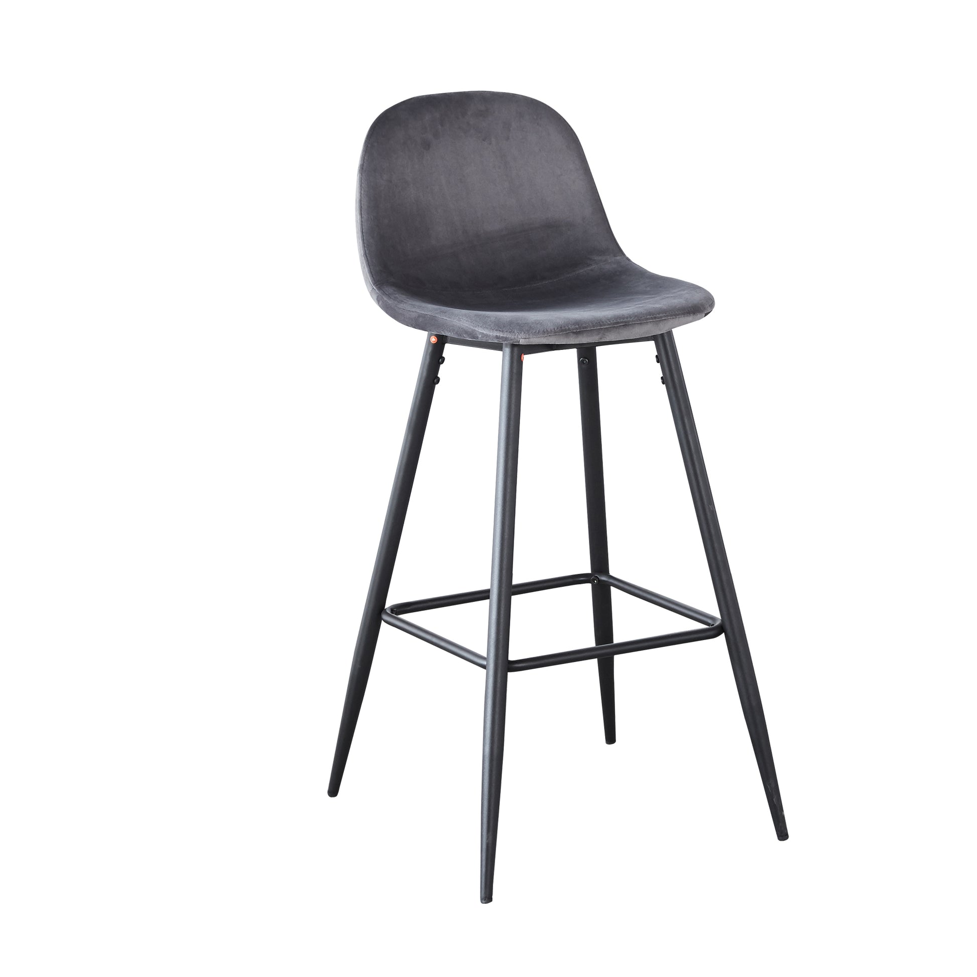 Bar Stools Set Of 2, 30 Inches Velvet Barstool Modern Counter Bar Height Chair With Back, Sturdy Metal Legs & Footrests, Easy Assembly, Island Stool For Kitchen Bar Dark Grey Velvet