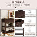 Retro Design Console Table With Two Open Shelves, Pine Solid Wood Frame And Legs For Living Room Espresso Espresso Solid Wood Mdf