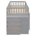 Twin Over Twin Bunk Bed With 4 Drawers And 3 Shelves Gray Twin Gray Solid Wood